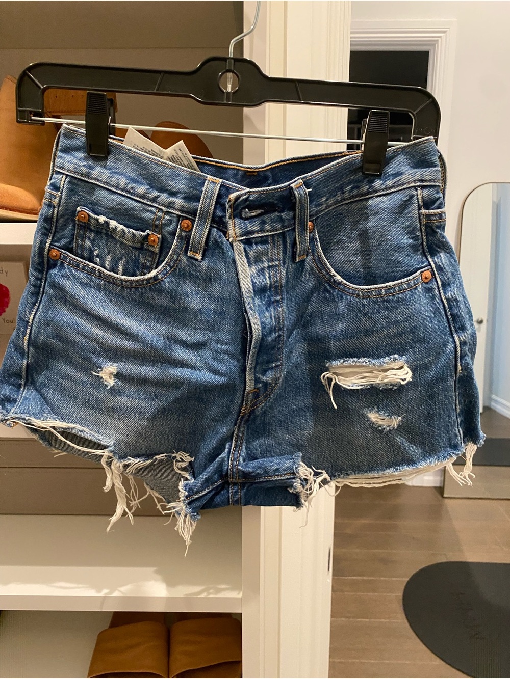 Distressed Blue Denim Women’s Shorts